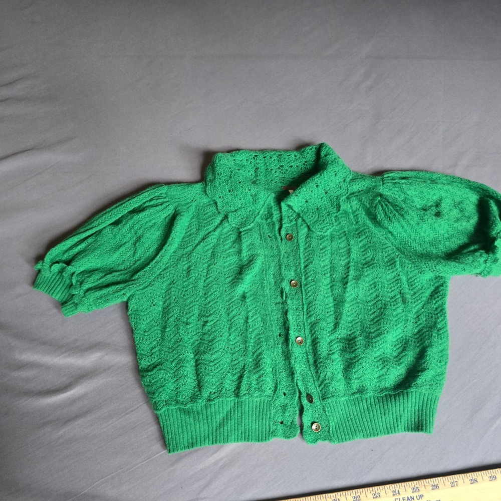 Free People Bright Green Knit Button-Front Cardigan